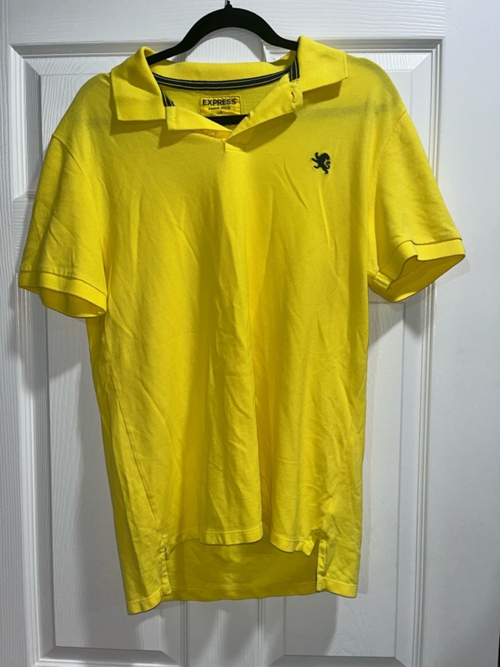 Express Yellow Men's Polo with Small Embroidered Crest